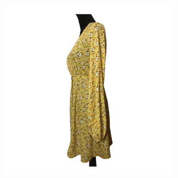 SOLD *** ASOS Yellow Floral Print Long Sleeve Midi Dress - Picture 3 of 6